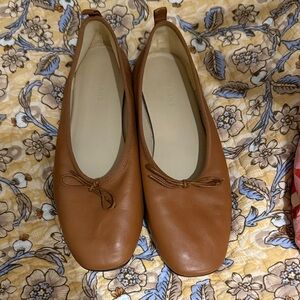Elegant Brown Leather Ballet Flats